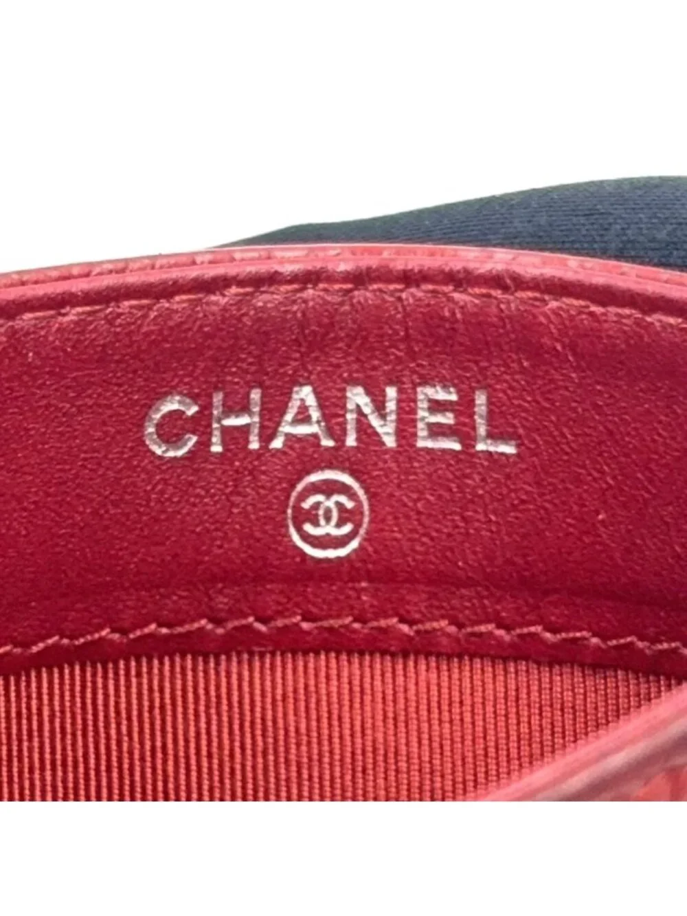 Chanel Classic Caviar Leather Red Card Case Silver